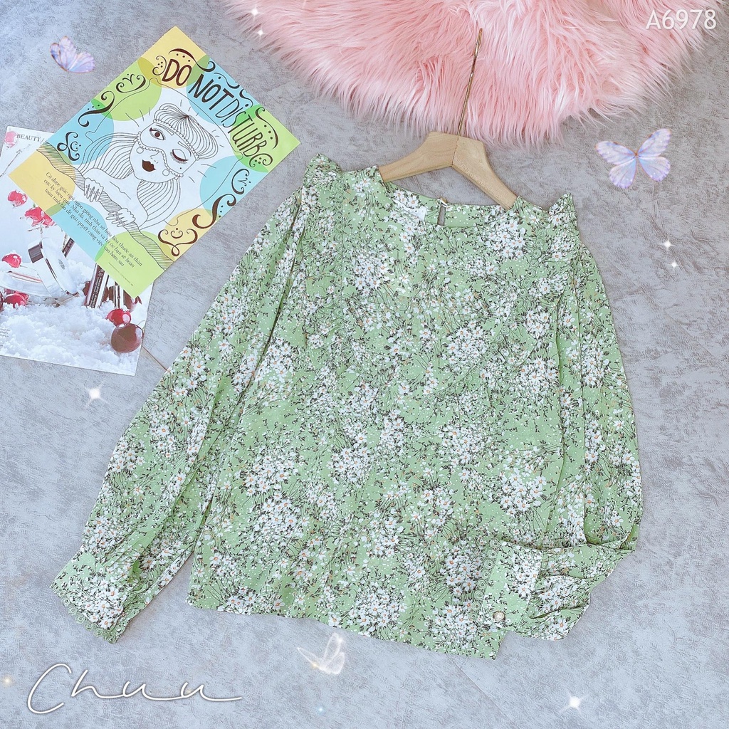 Áo sơ mi hoa sương vạt bèo CHUU A6978