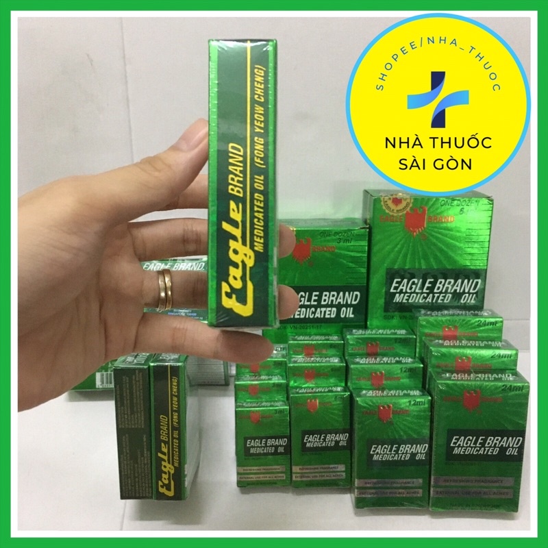DẦU GIÓ XANH SINGAPORE EAGLE BRAND 3ml,6ml,12ml,24ml - Dầu nước xanh con ó 1 nắp - Cam kết chuẩn Nhập khẩu chính hãng