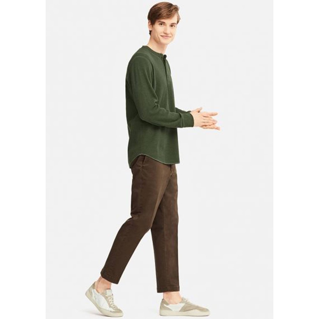 Áo Thun Nam Cổ Tròn Dài Tay Xanh Rêu