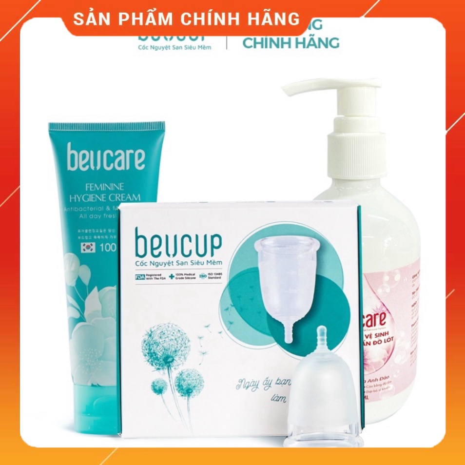 Bộ sản phẩm Cốc nguyệt san beUcup, dung dịch vệ sinh phụ nữ và nước giặt đồ lót beU thumbnail