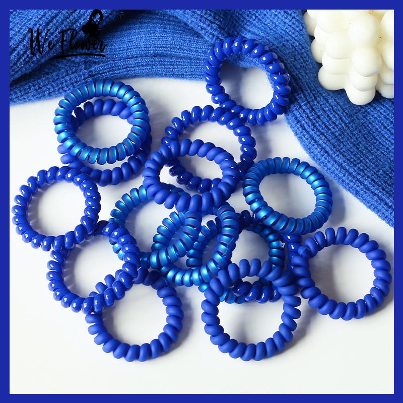 Dây buộc tóc WE FLOWER kiểu lò xo màu xanh dương có độ co giãn tốt thời trang đơn giản