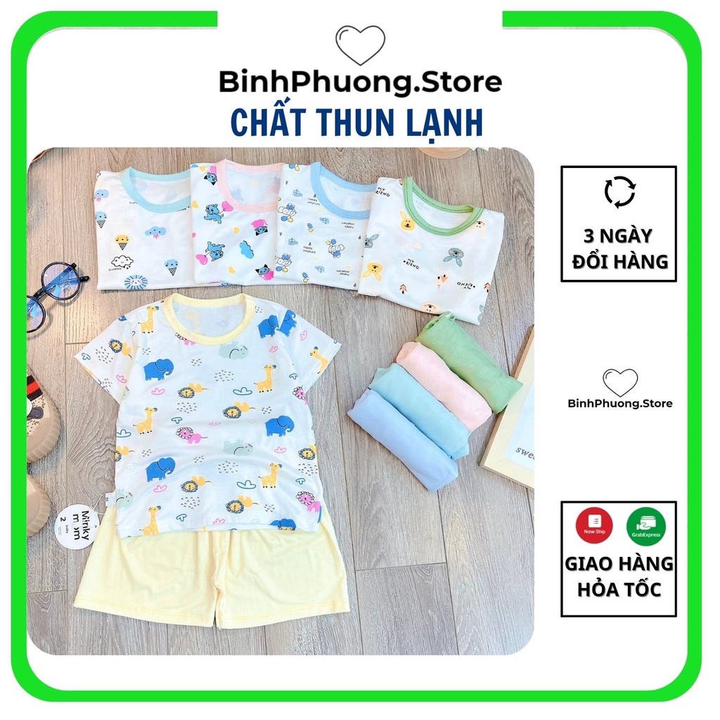 Đồ Bộ Bé Gái Quần Áo Cộc Tay Thun Lạnh Peptit Cho Bé Trai Gái Minkymom Kwoo Sơ Sinh 1 2 3 Tuổi Binhphuong.Store M27
