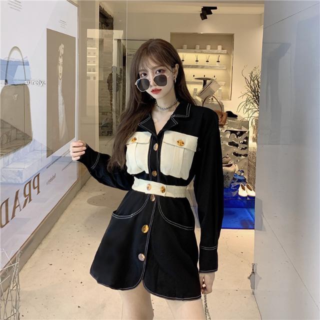 Đầm Đen Tay Dài Chiết Eo Thời Trang Mùa Đông 2020 Cho Nữ 15 Ngày