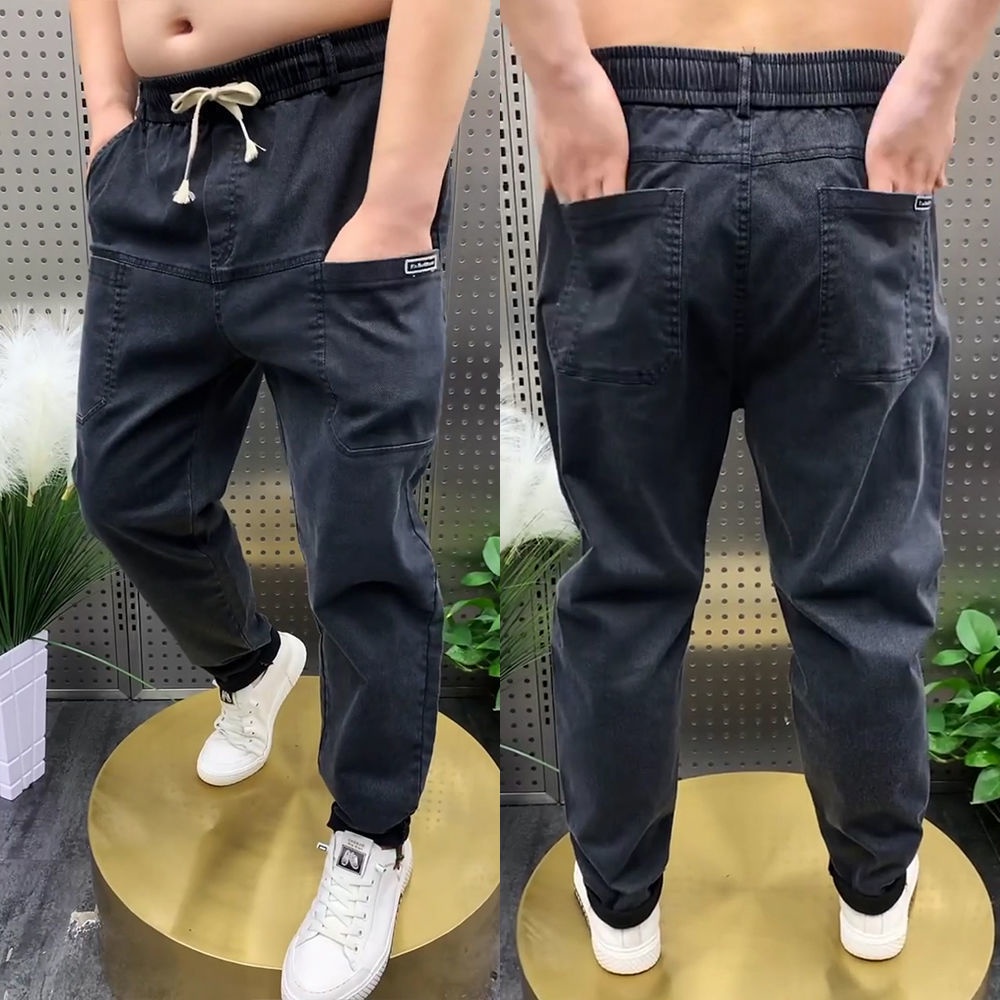 Quần Jeans Dài Ống Rộng Co Giãn Có Túi Mẫu Mới Thời Trang Xuân Hè Cho Nam