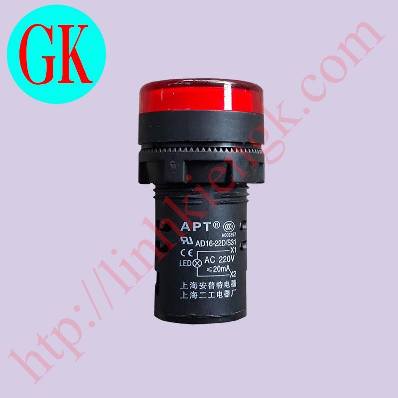 Bóng đèn báo nguồn 220Vac phi 22 màu đỏ [K-05-10]