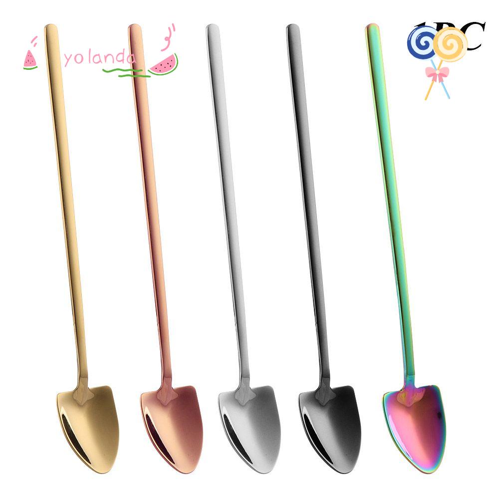 Muỗng Thép Không Gỉ Tay Cầm Dài Dùng Để Uống Trà Sữa/Cà Phê
