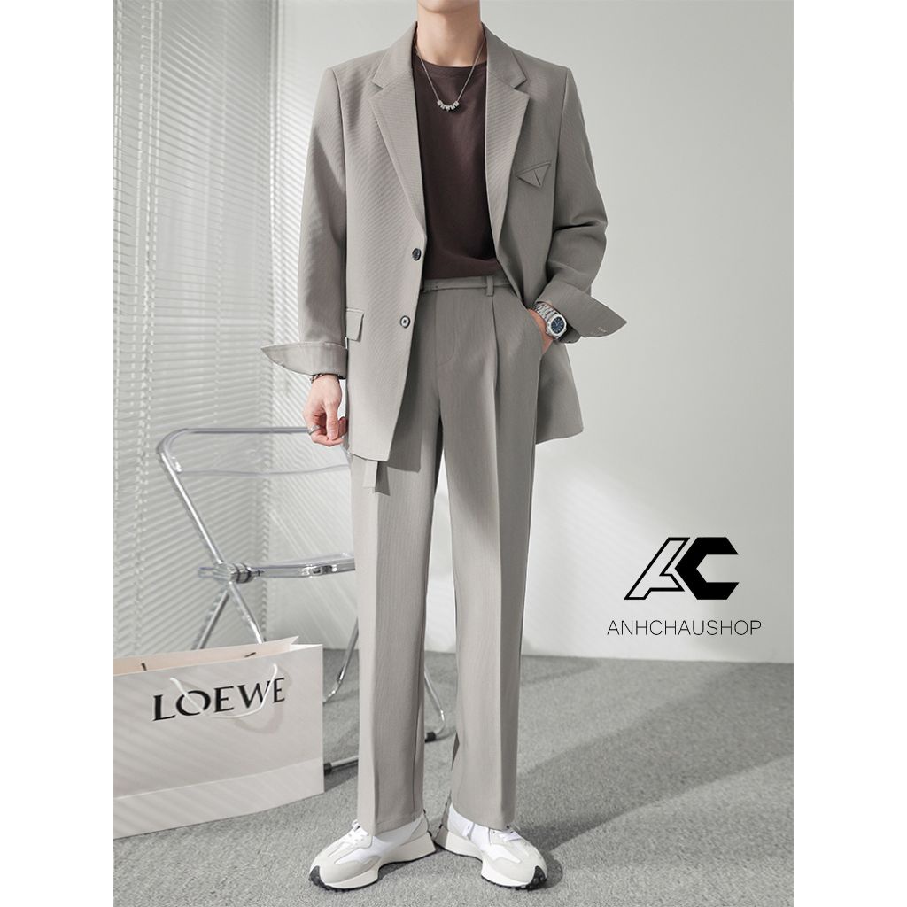 Set Blazer Nam Quần âu nam ANHMINH bộ vest nam gồm áo vest và quần âu lịch lãm sang trọng thời trang Hàn Quốc AD015