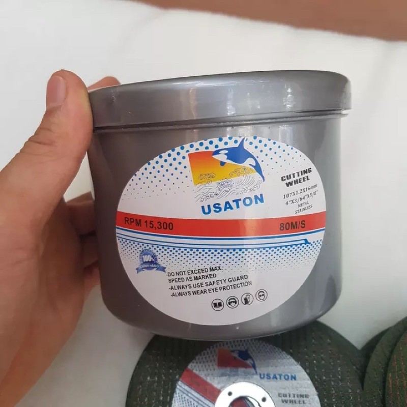 50 viên đá cắt sắt, đá cắt inox xanh 1 tất 107mm con cá heo USATON