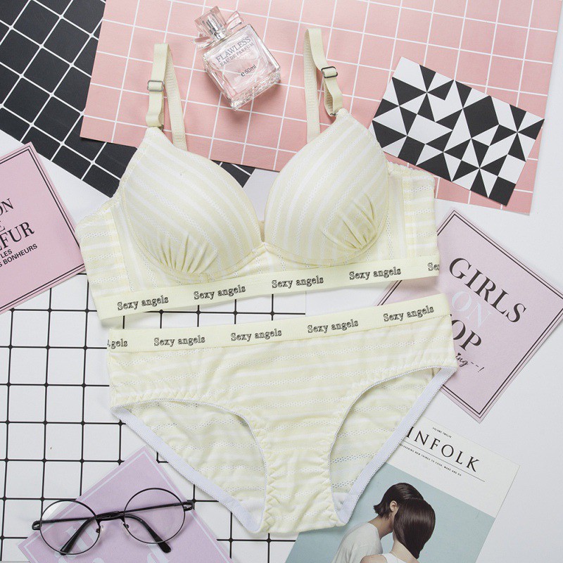 Set đồ lót cotton họa tiết kẻ sọc cho nữ | BigBuy360 - bigbuy360.vn