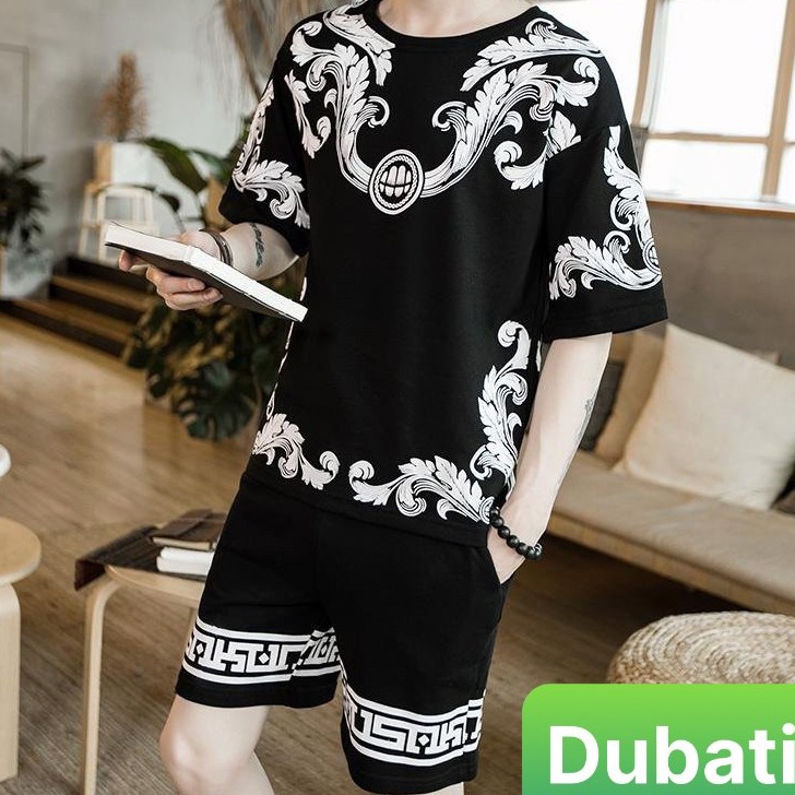 Đồ Bộ Nam Hoa Văn Họa Tiết Lá Nhật Bản Phong Cách Mới- Dubati Fashion