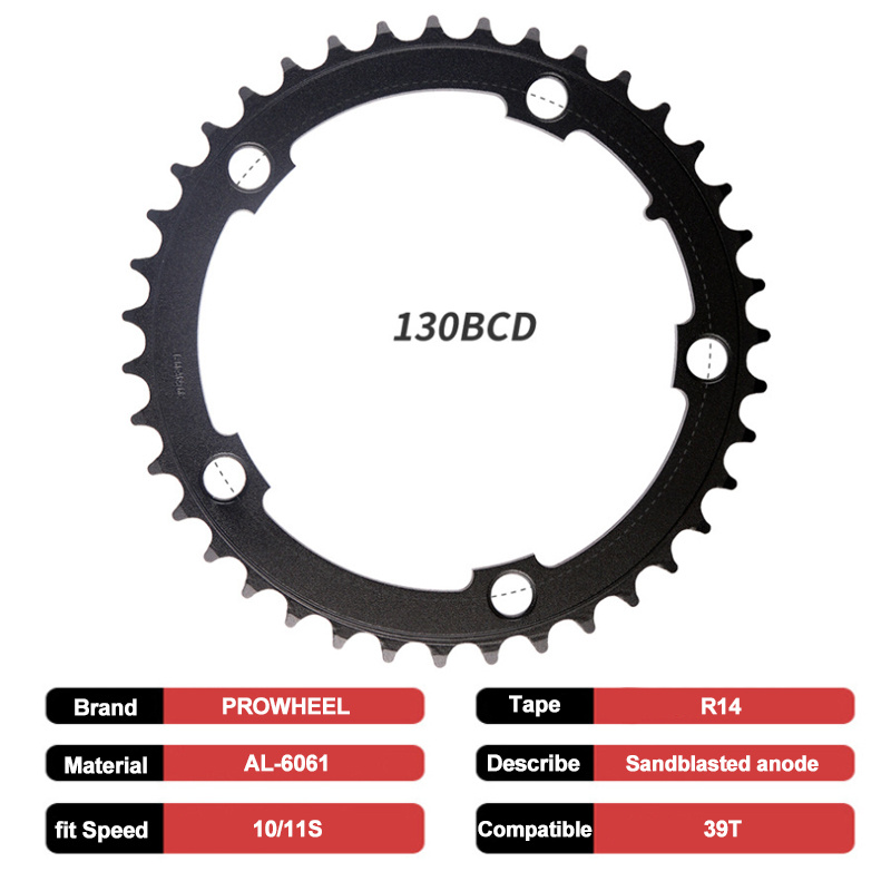 Líp Xích Xe Đạp PROWHEEL 130 BCD 39T / 53T 10 / 11 Tốc Độ Bằng Nhôm / Thép