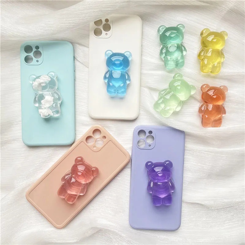 Giá Đỡ Điện Thoại Hình Gấu Pha Lê 3D Nhiều Màu Tự Dính Có Thể Thu Gọn Thông Dụng