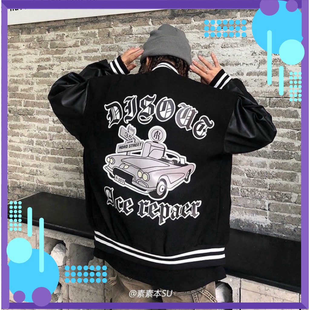 ÁO BOMBER KAKI PHỐI TAY DA DISOUT FORM UNISEX NAM NỮ - CỰC ĐẸP