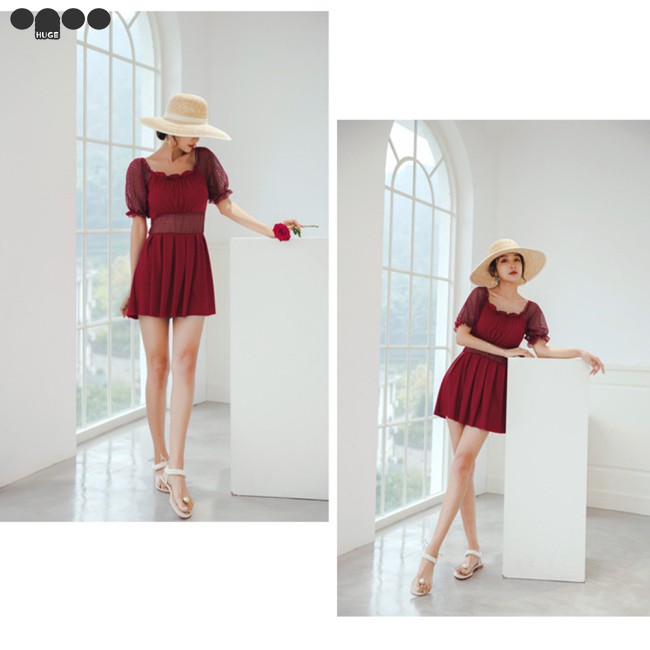Đồ Bơi Nữ Một Mảnh Tay Ngắn Màu Trơn | BigBuy360 - bigbuy360.vn