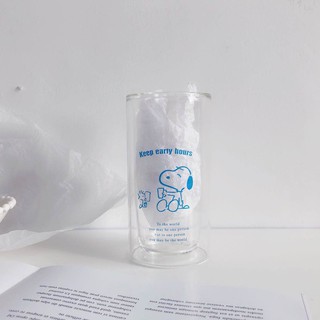 Cốc Thủy Tinh Trong Suốt In Hình Snoopy Đáng Yêu Phong Cách Nhật Hàn