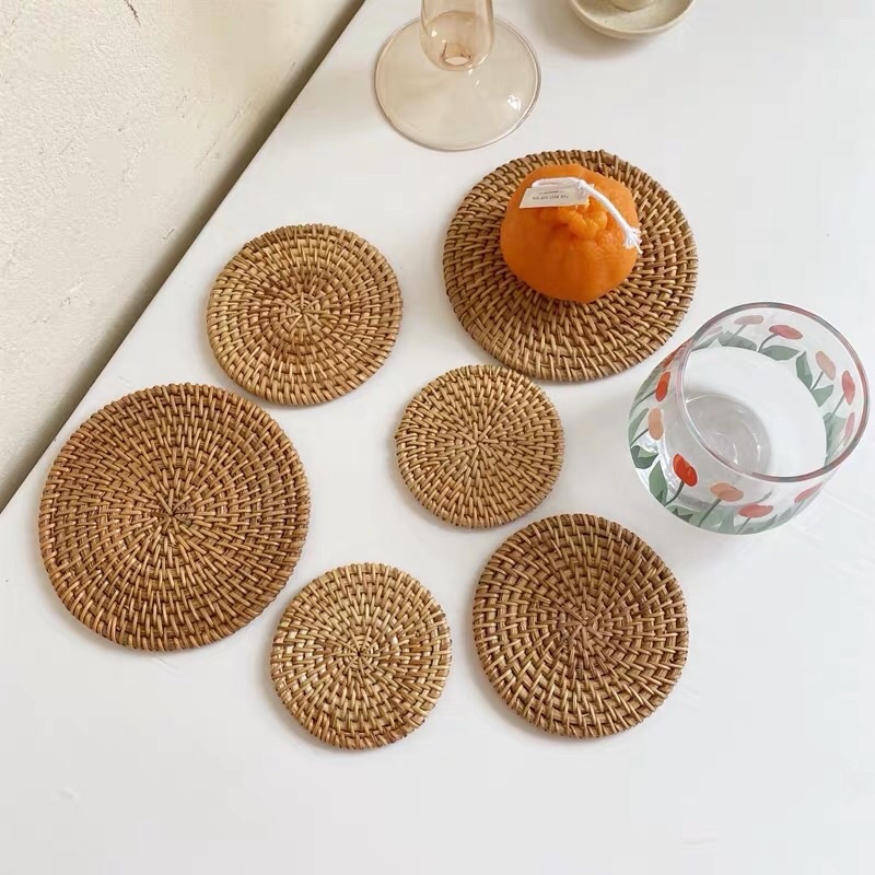 Lót ly lót nồi chống trượt được làm bằng nguyên liệu tự nhiên thân thiện với môi trường, sản phẩm handmade 100%