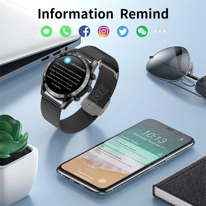 Lige new smart watch nam sports fitness tracker full touch đồng hồ thông minh chống nước ip67