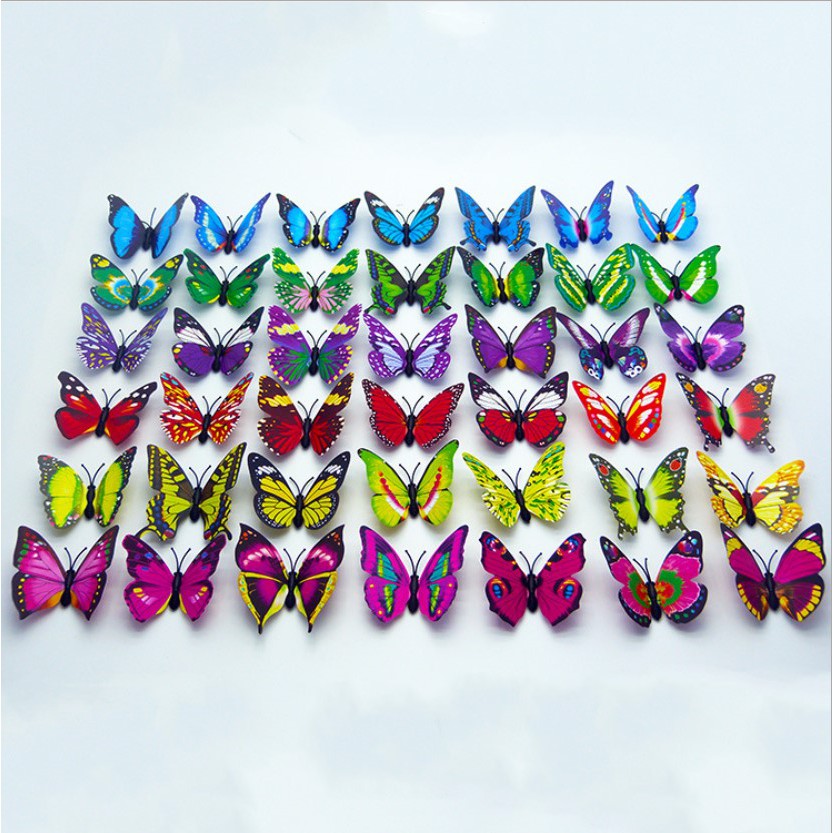 Túi 100 bướm trang trí bánh sinh nhật (bướm nhựa - 3D), bướm nhựa 3D