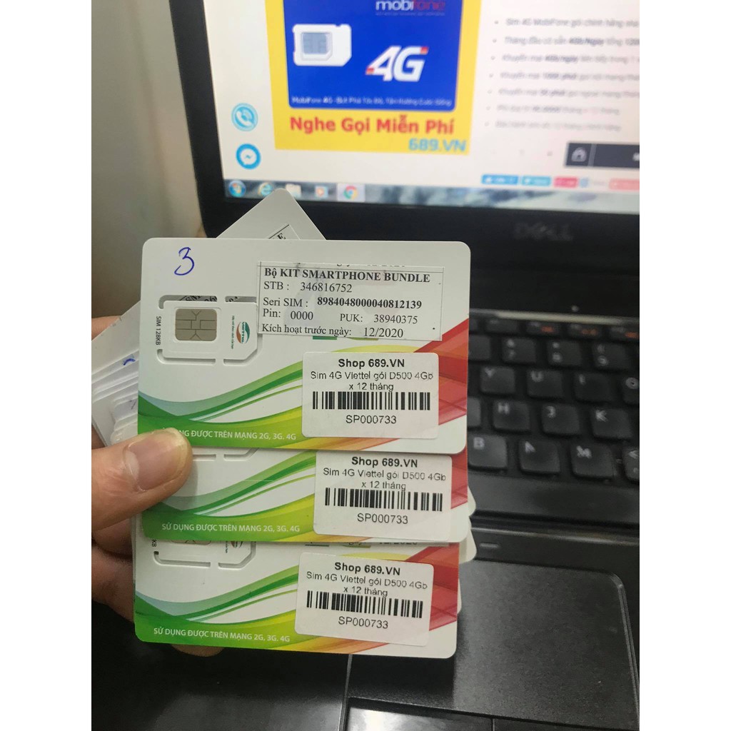 Sim 4G Viettel 4Gb x 12 Tháng Trọn Gói 12 Tháng D500