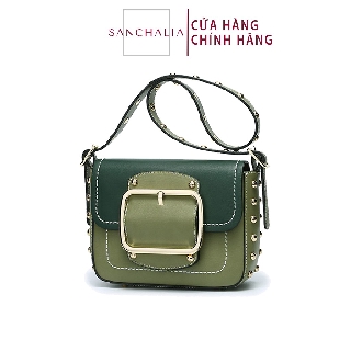 Túi đeo chéo nữ thương hiệu DOODOO phối màu bắt mắt viền đinh tán SD7665