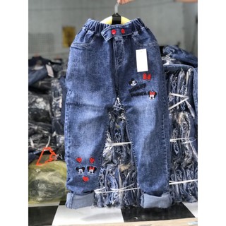 Quần bò jeans Mickey mouse cho bé gái