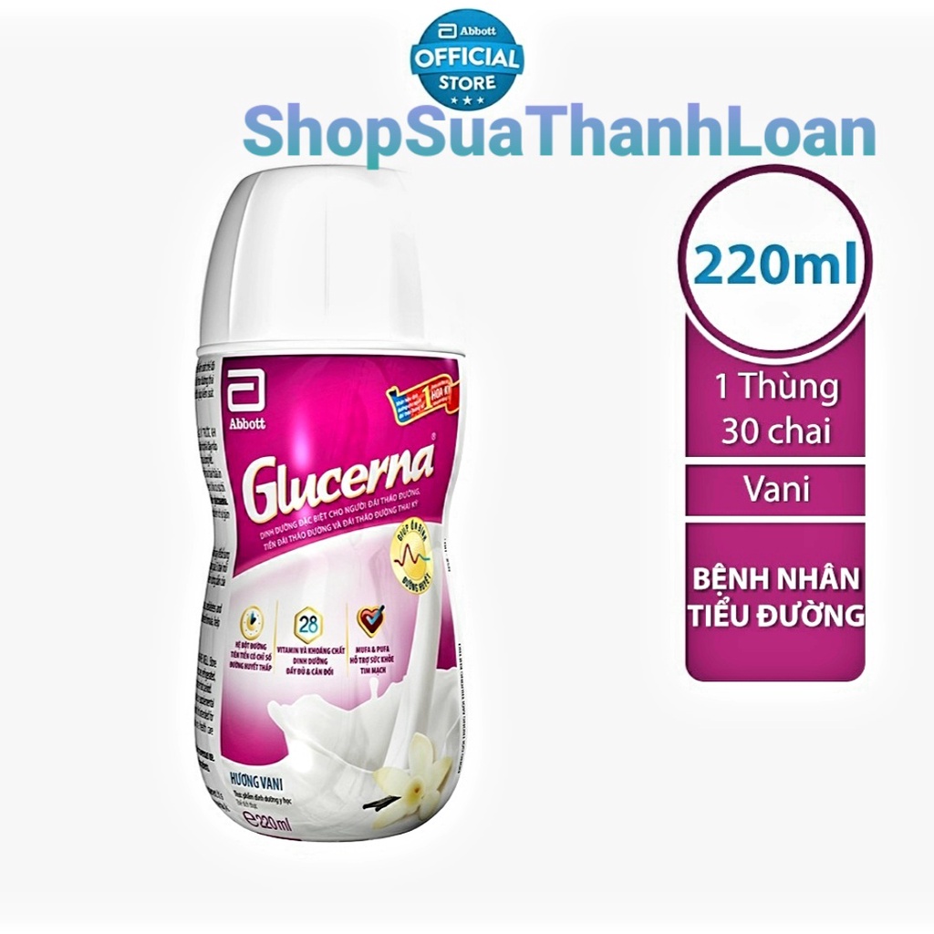 [HSD T8-2022] Thùng 30 Sữa nước dành cho người bị tiểu đường Glucerna Abbott 220ml/chai