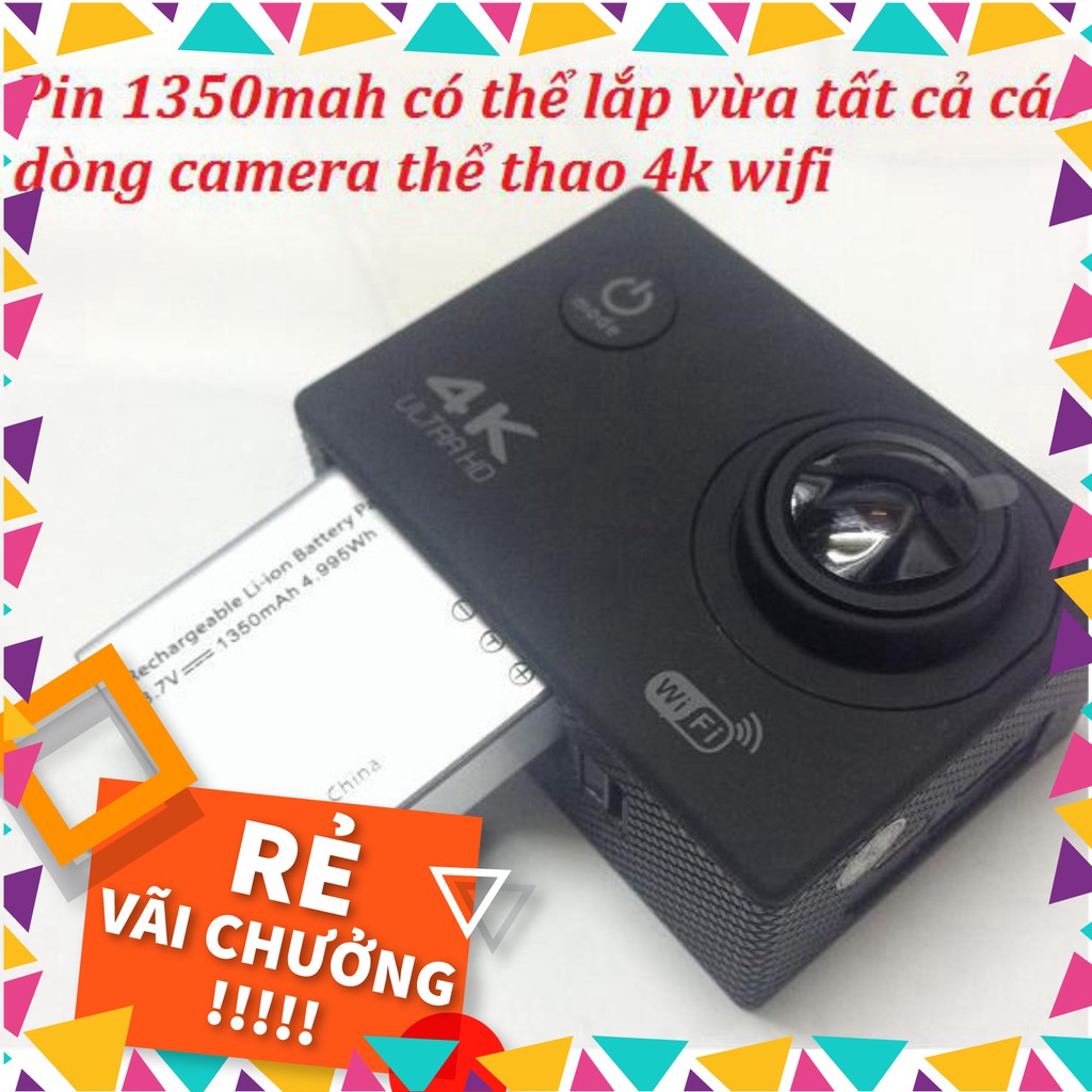 [SALE] Pin 1350 mAh cho camera thể thao, camera hành trình EKEn h9r , SJCAM 4000, Soocoo, Amkov, camera 4k wifi .