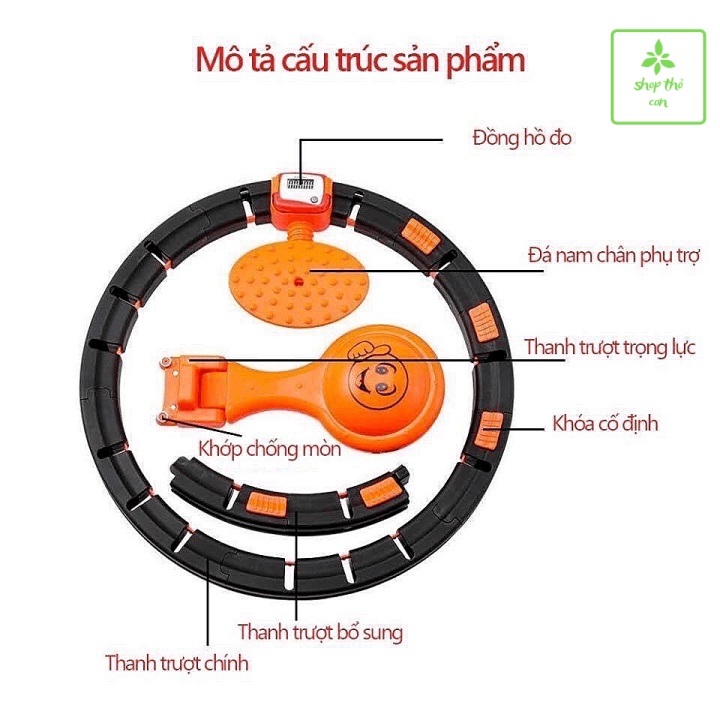 Vòng lắc eo giảm mỡ tự động - Vòng lắc giảm mỡ bụng, điều hòa nhịp tim, massage cơ bụng, tự động đếm(CÓ BUÔN SỈ)