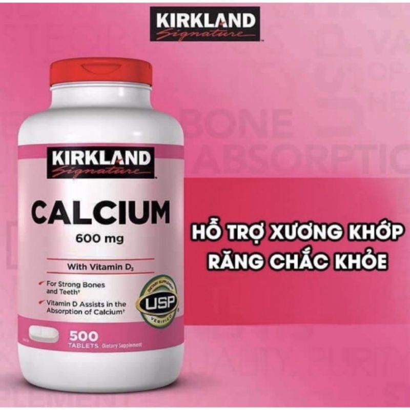 Viên Uống Calcium 600mg+S3 KIRKLAND 500 VIÊN - Caxi Kirkland