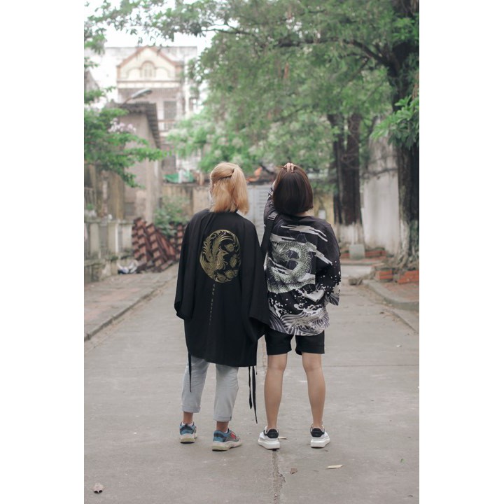 Áo Haori Rồng Đen Sakura Siêu Chất , hàng cao cấp, mã SK10
