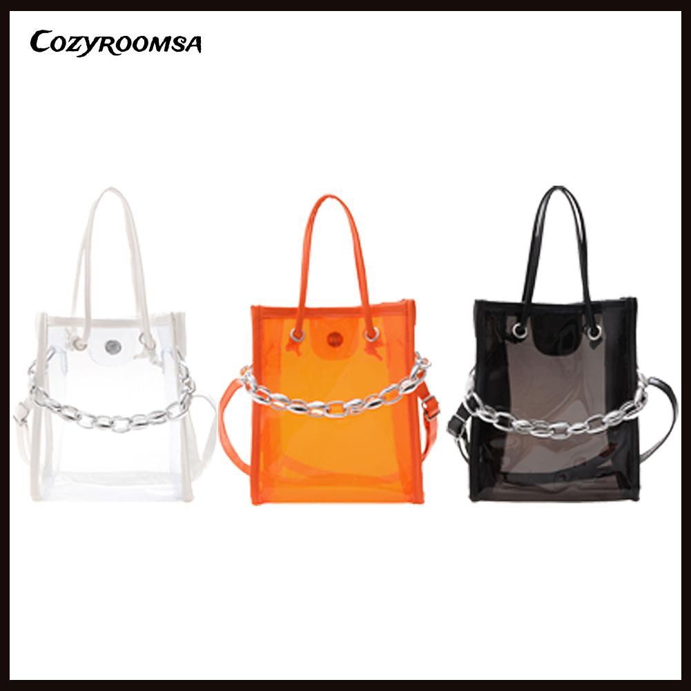 Fashion Women Summer Clear Shoulder Bag Casual Chian Top-handle Handbags