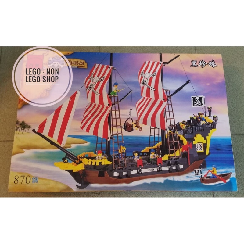 ( Hàng mới ) Lego - Qman Enlighten 308 ( Lắp Ghép Tàu Hải Tặc Cánh Buồm Đỏ Cổ Điển 870 Mảnh - Hàng Hiếm )