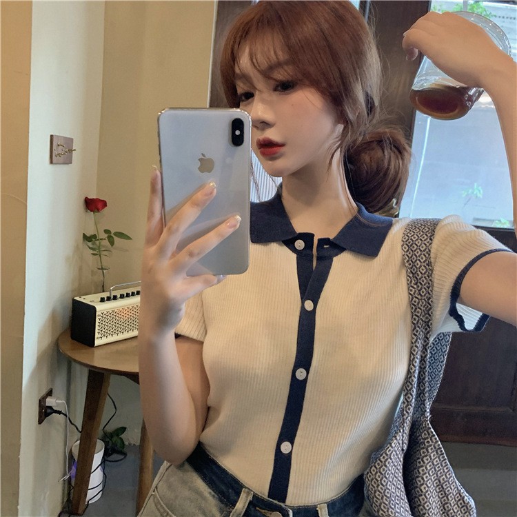  Áo polo Dệt Kim Tay Ngắn Chất Liệu Lụa Lạnh Mỏng Dành Cho Nữ 38-60kg | BigBuy360 - bigbuy360.vn