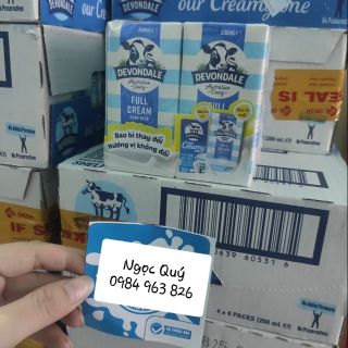 Lốc 6 hộp sữa tươi nguyên kem k đường #Devondale Úc, 200ml/hộp