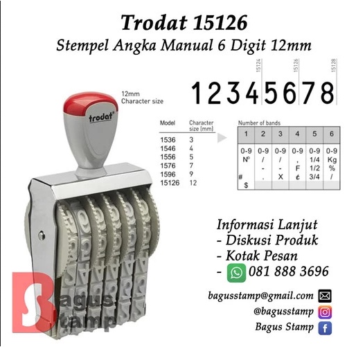 Dấu số tự xoay chấm mực, số cao 12mm ( Chính hãng Trodat)