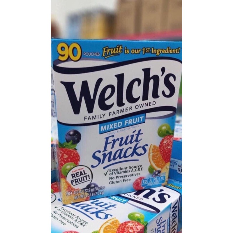 Kẹo Dẻo trái  cây Welch's Fruit Snacks (80 gói/hộp) 2kg Từ Mỹ