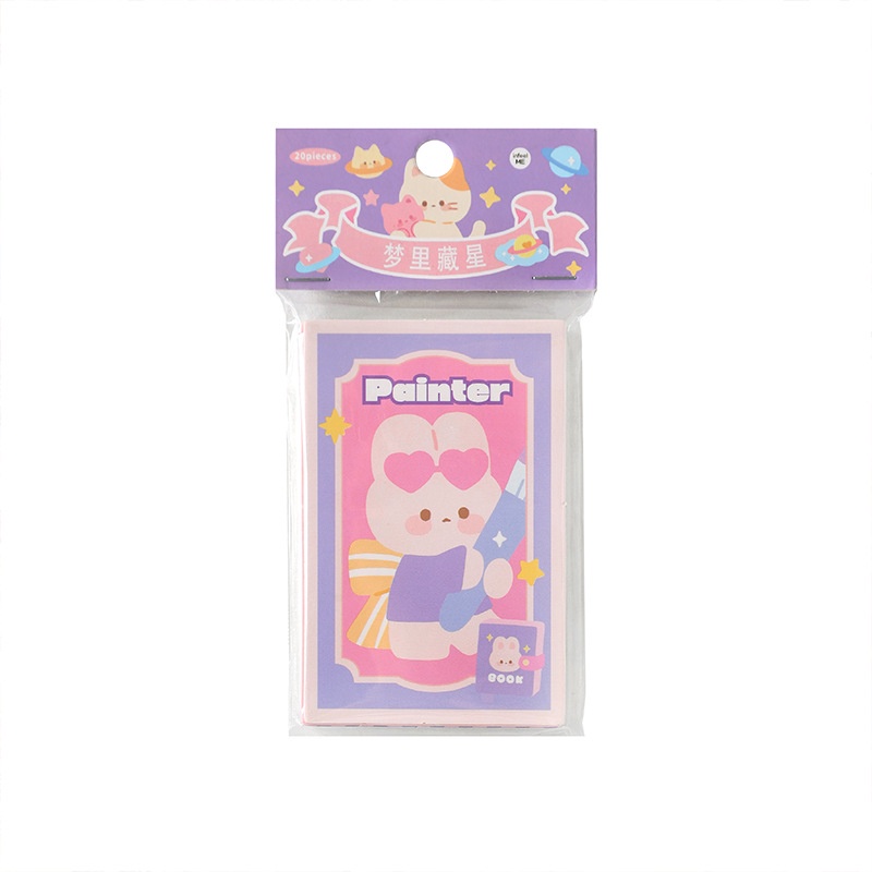 Peach 20Pcs Cute cartoon girl base paper material bag Journal Scrapbook Decor Paper