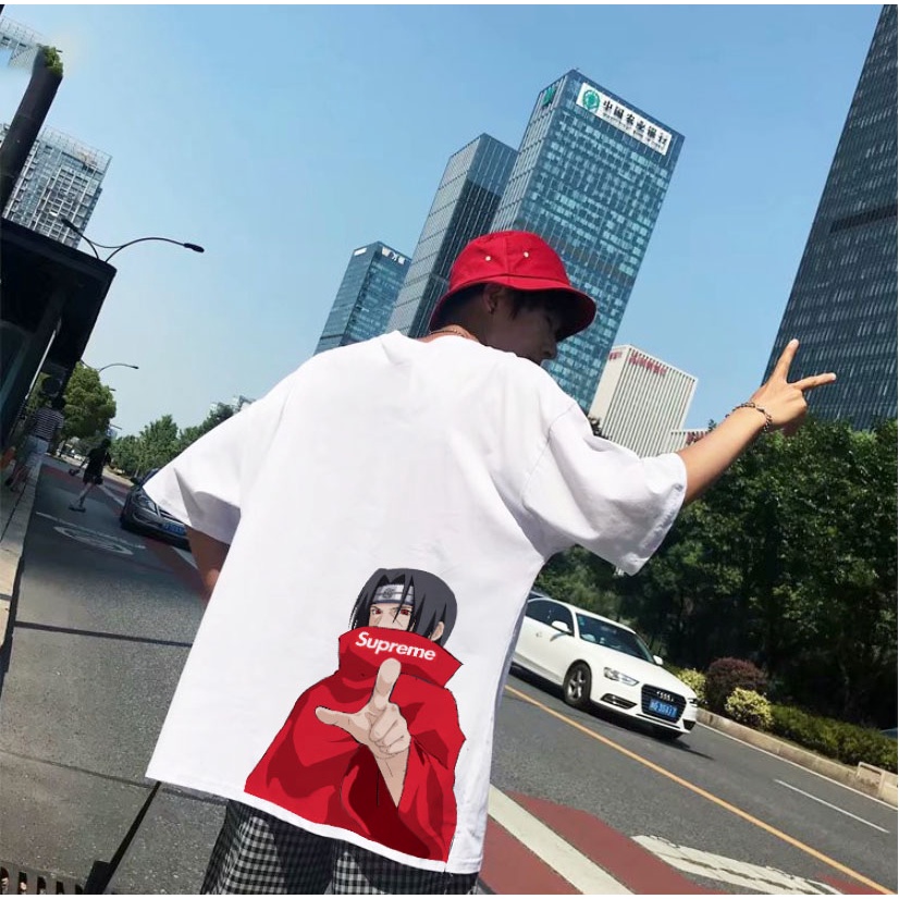 Áo thun nam nữ unisex form rộng Hitachi Superme tay lửng, áo thun tay lỡ trắng nam nữ animal basic siêu đẹp