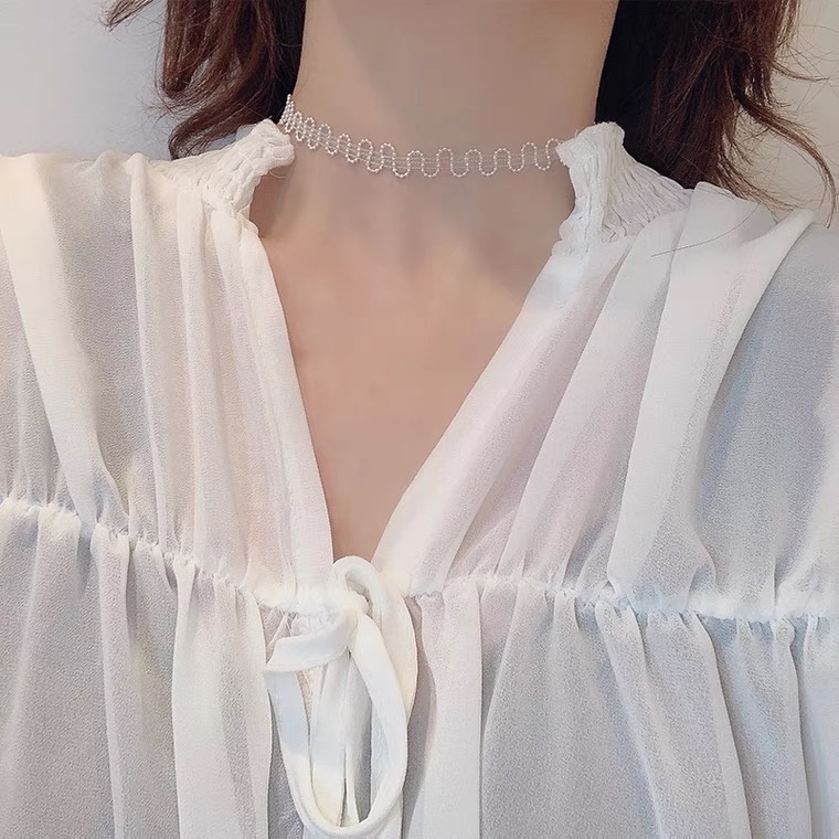 Vòng Cổ Choker Dây Xích Màu Trắng Đơn Giản Thời Trang Cho Nữ