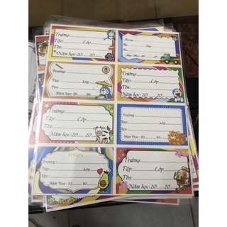 [03324]Nhãn dán vở, dán tập decal Đại Nam (Xấp 5 tờ 40 ô)