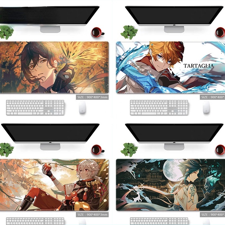 Xiao Zhongli Mouse Pad Kazuha Genshin Impact Gaming Game Tartaglia Childe Large Handsome Laptop Barbatos Venti Peripheral Office Desk Mat Albedo Custom Birthday Gift Collection Waterproof Anti-slip Cool Male God Razor Wolf Boy
