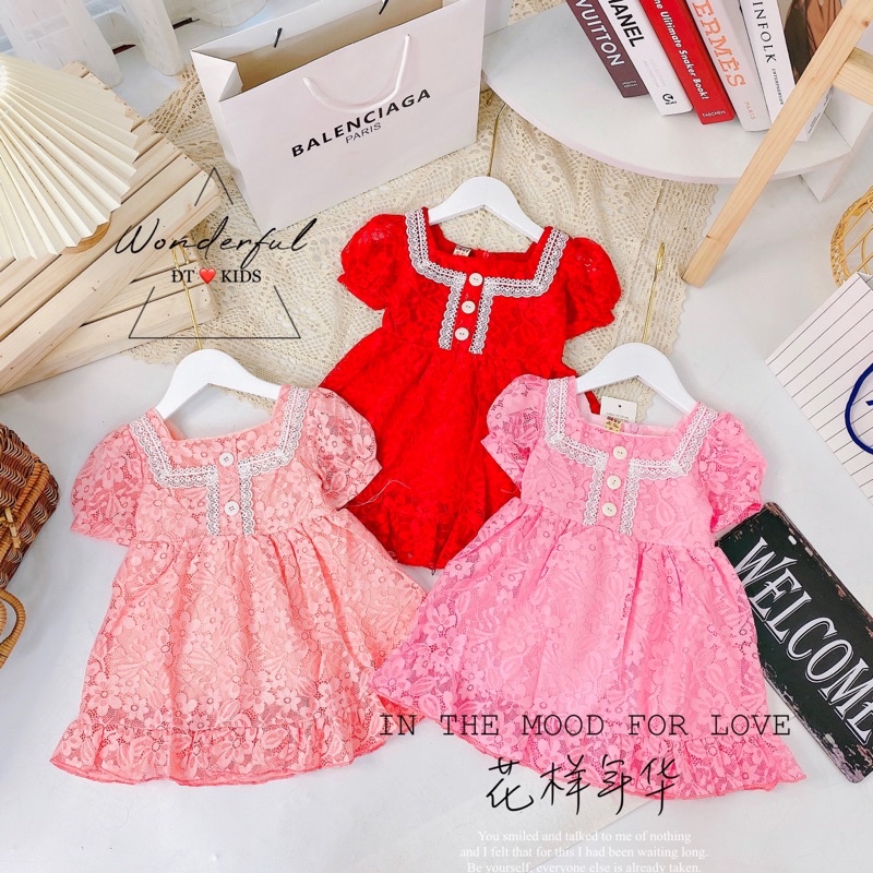 váy ren 3 cúc xinh xắn cho bé gái - VR3C