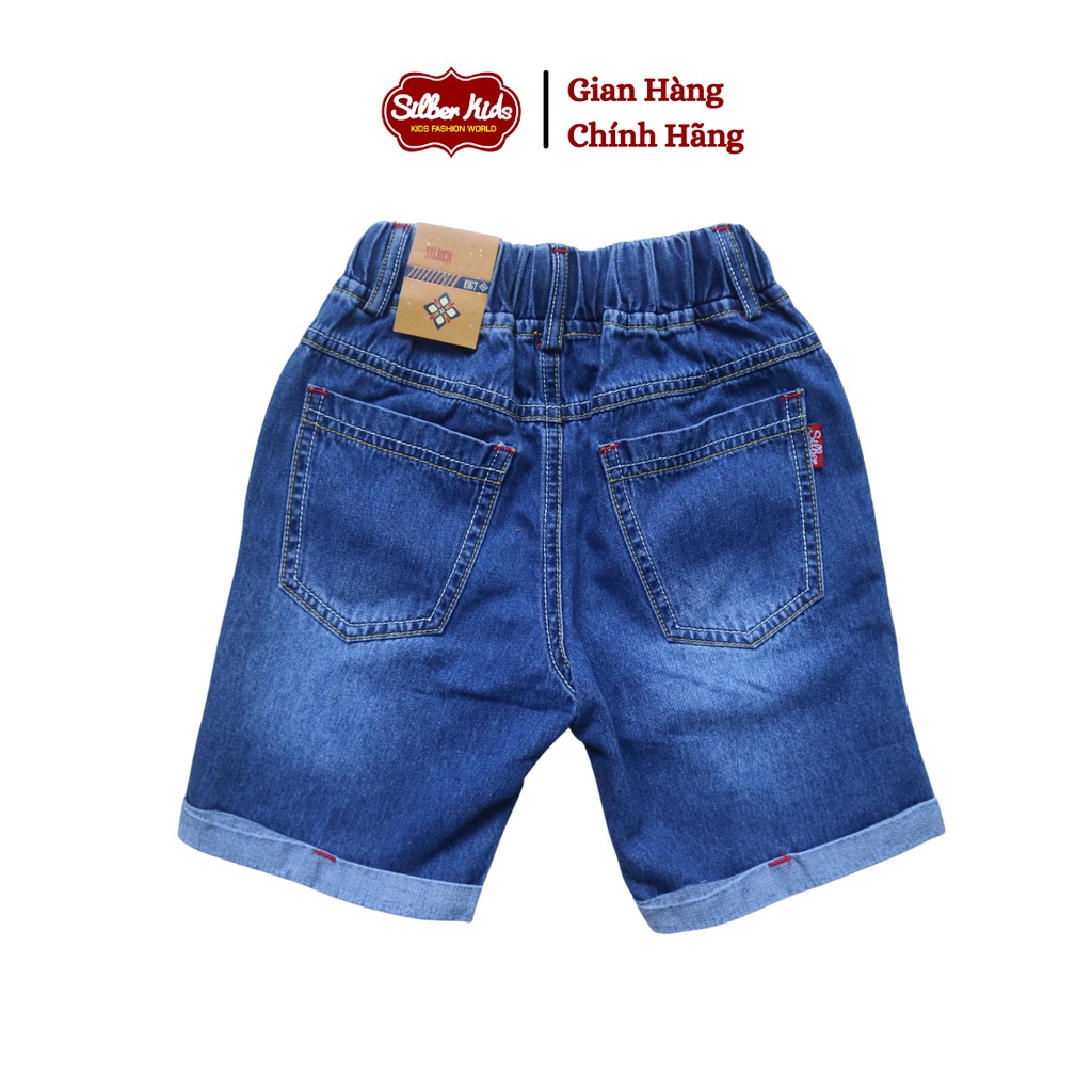 [Mã BMBAU50 giảm 7% đơn 99K] Quần Jean Lửng Bé Trai Gập Gấu Phối Dây Rút SILBER KIDS