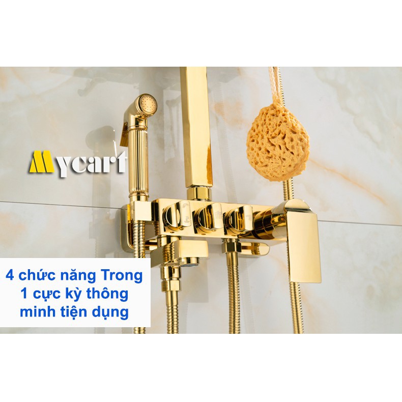 [Mã LIFEXANH03 giảm 10% đơn 500K] Bộ Sen cây tắm đứng nóng lạnh, Sen vòi tắm Bằng Đồng 4 trong 1 - Hàng cao cấp