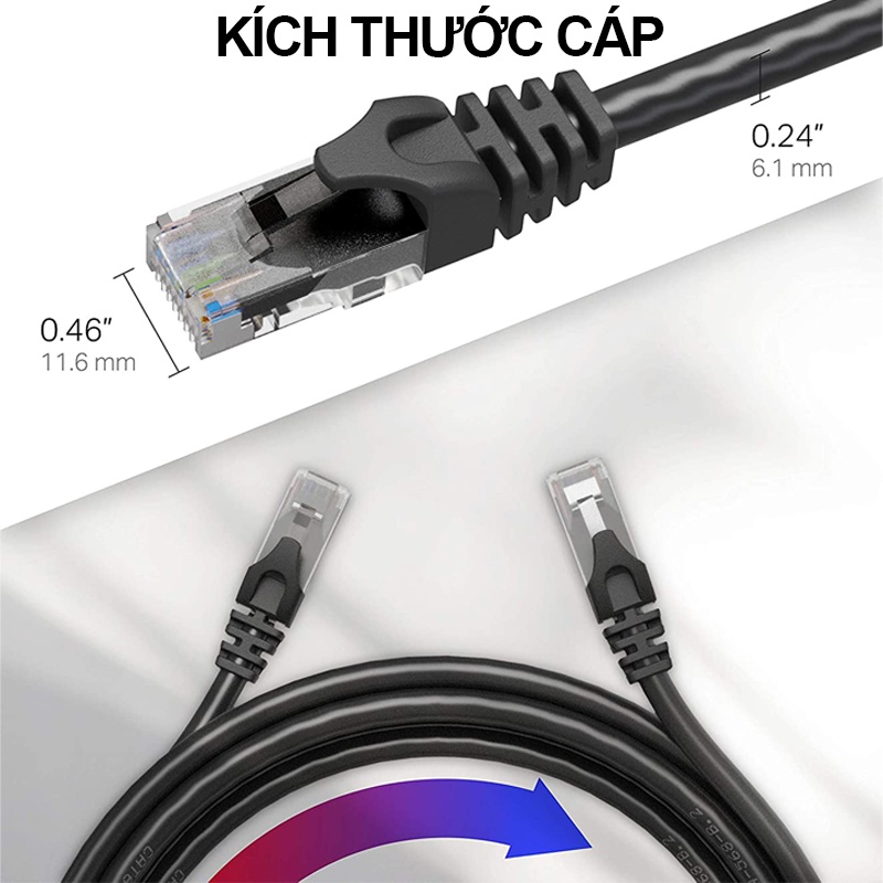 Cáp mạng LAN Cat6 VNNETLAN bấm sẵn 2 đầu dài 5m 10m 15m 20m 30m 50m