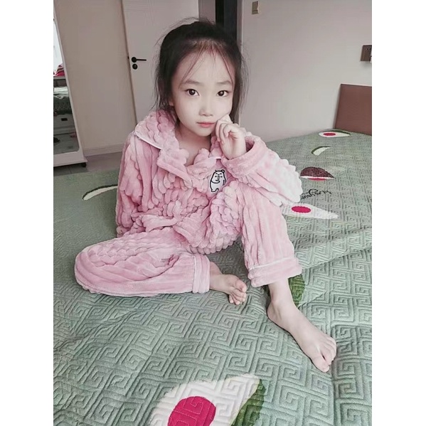 Bộ đồ ngủ nỉ mùa thu đông trẻ em cho bé trai và bé gái, bé lớn Sezi cho từ 8-50kg  hàng đặt trước 7 ngày giao hàng