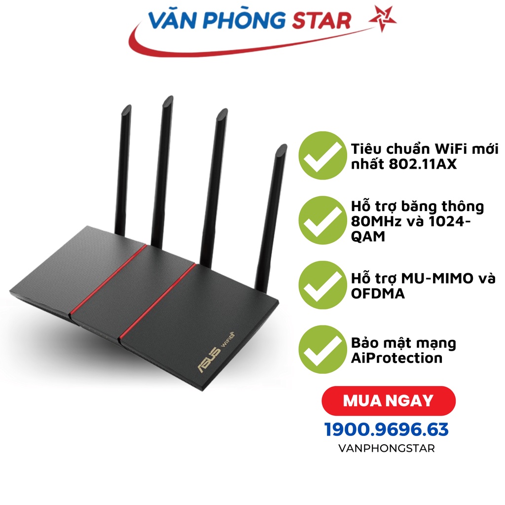 Bộ phát wifi ASUS RT-AX55 Tốc độ AX1800