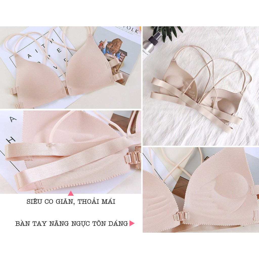 Áo Bra Không Gọng Su Nâng Ngực Cài Trước