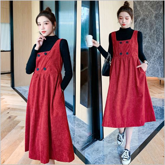 Sét Yếm Bầu Công Sở Dự Tiệc Cao Cấp Azuno AZ1012 Chất Liệu Nhung Ép (Kèm Áo Len)