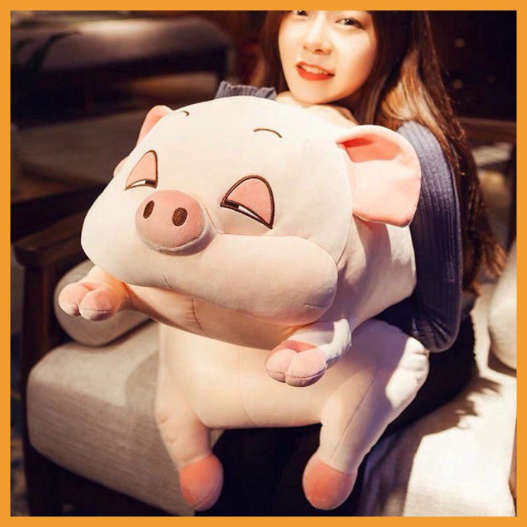 Gấu bông con lợn mắt híp gối ôm heo lười phê cần cute giá rẻ size to 35cm - 1m1